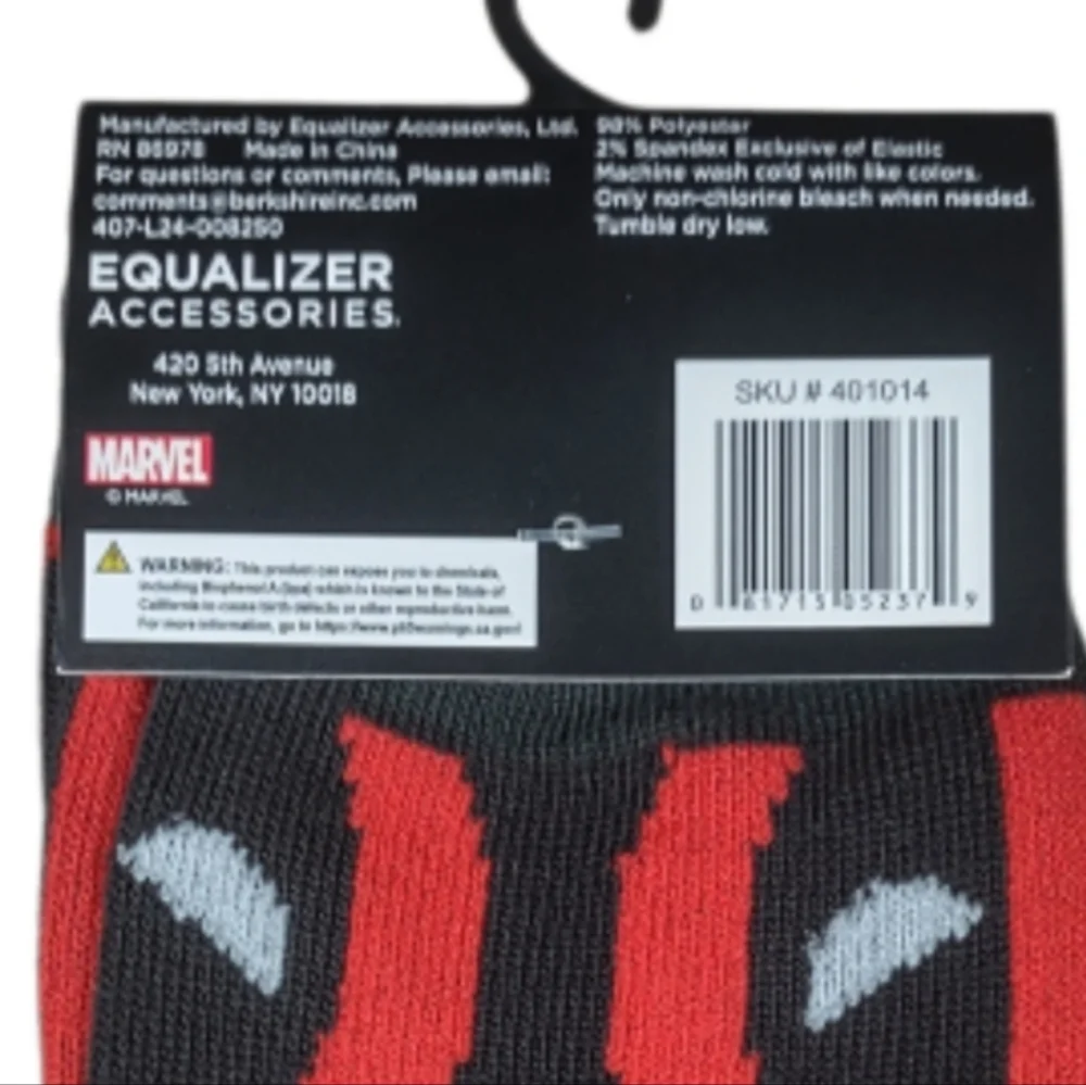 Marvel Deadpool Logo Crew Socks - Black and Red Unisex Bundle And Save